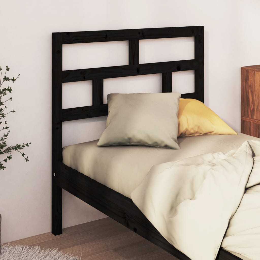 Solid Pine Black Bed Headboard, 81x4x100 cm - Stylish & Durable