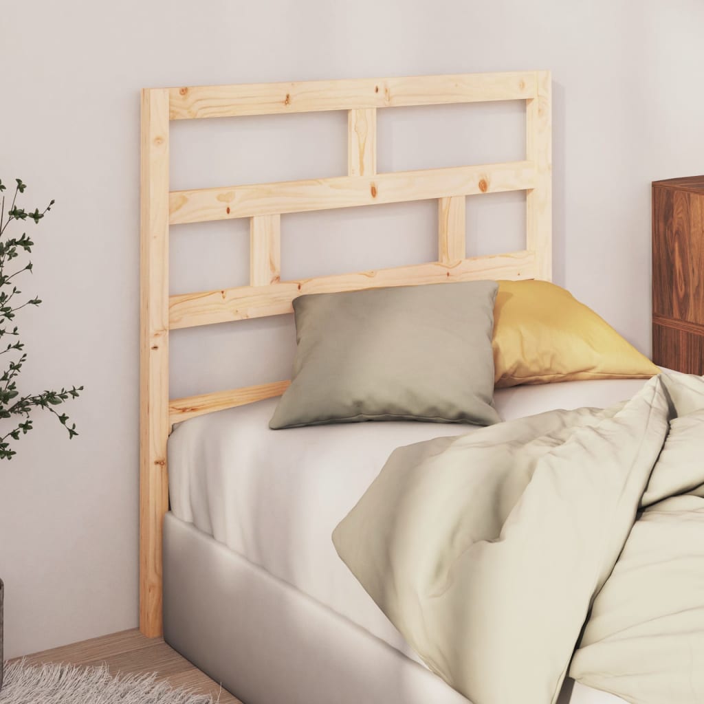 Solid Wood Pine Bed Headboard - 106x4x100 cm, Natural Finish