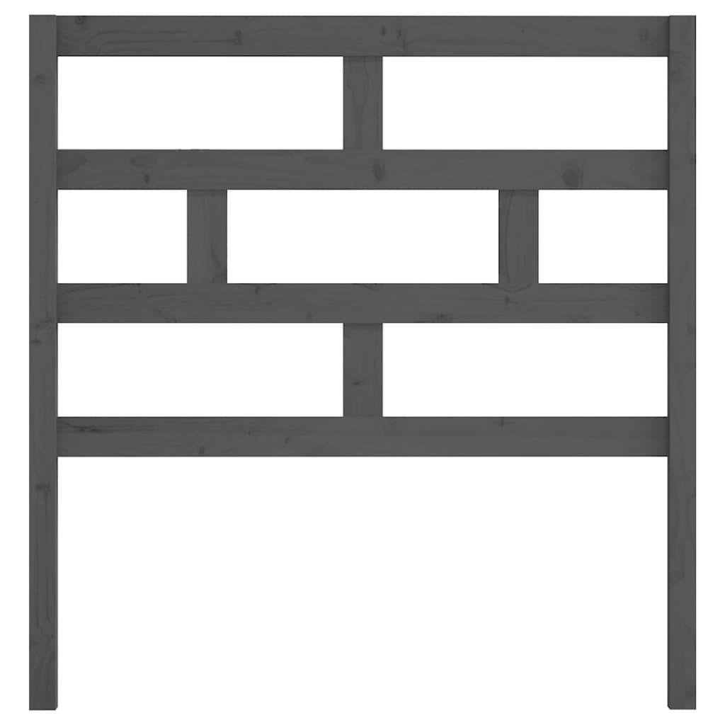 Solid Pine Wood Grey Bed Headboard - 106x4x100 cm
