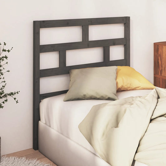 Solid Pine Wood Grey Bed Headboard - 106x4x100 cm