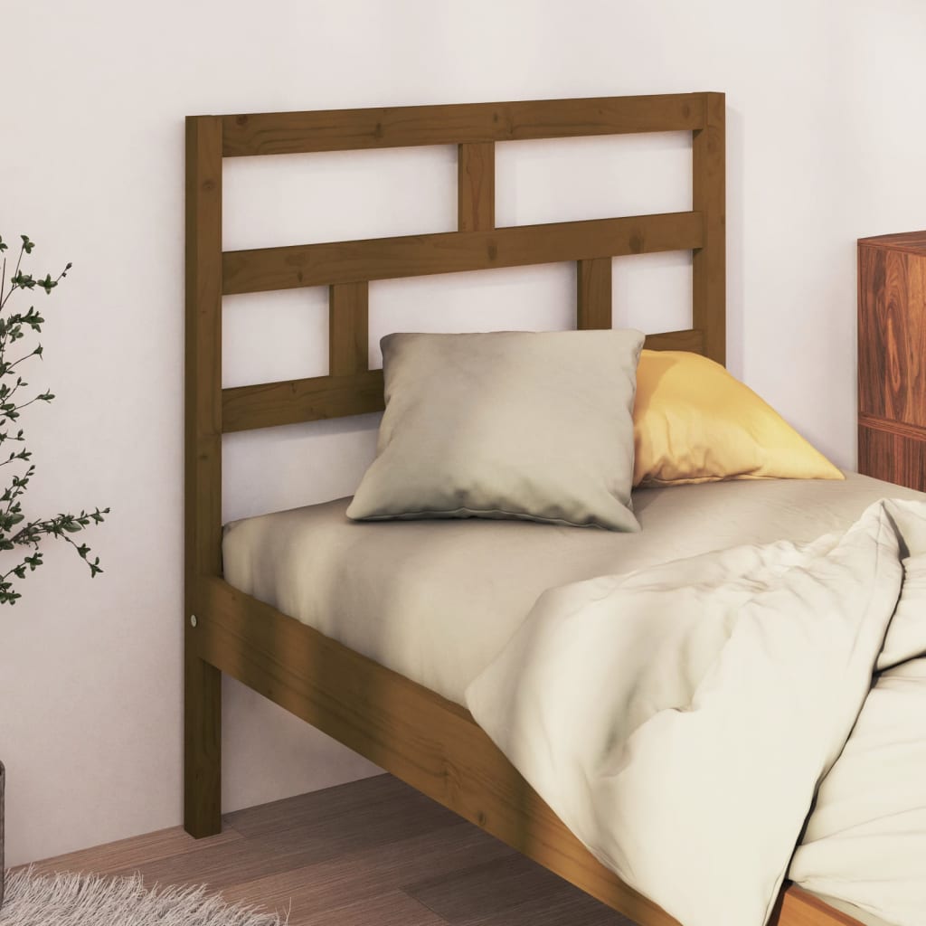 Solid Pine Wood Honey Brown Headboard - 106x4x100 cm