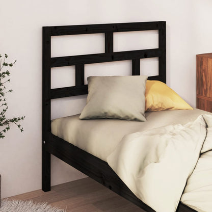 Black Solid Pine Bed Headboard - 106x4x100 cm