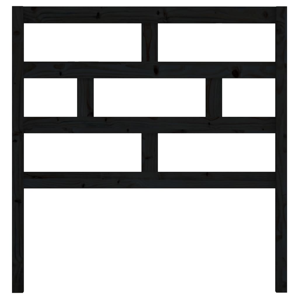 Black Solid Pine Bed Headboard - 106x4x100 cm