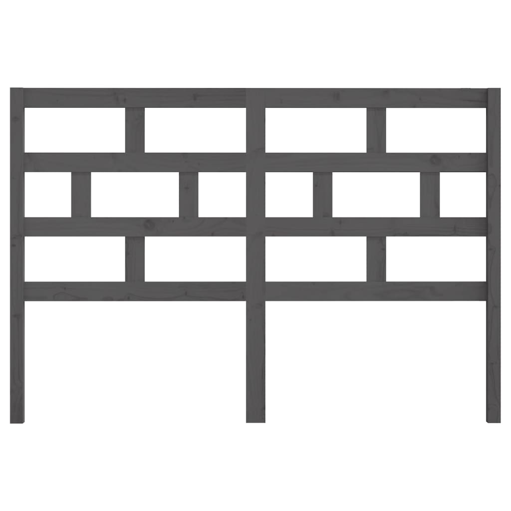 Solid Pine Wood Grey Bed Headboard - 126x4x100 cm