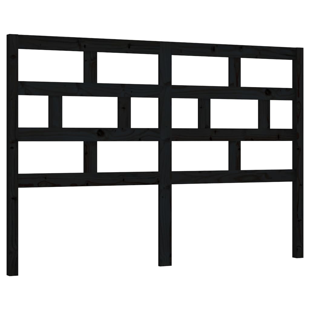 Solid Pine Bed Headboard in Black - 126x4x100 cm