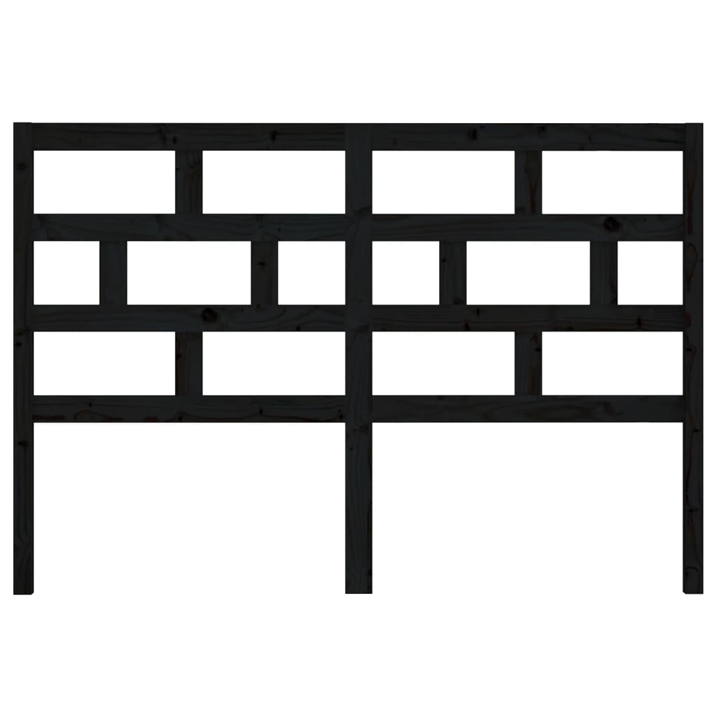 Solid Pine Bed Headboard in Black - 126x4x100 cm
