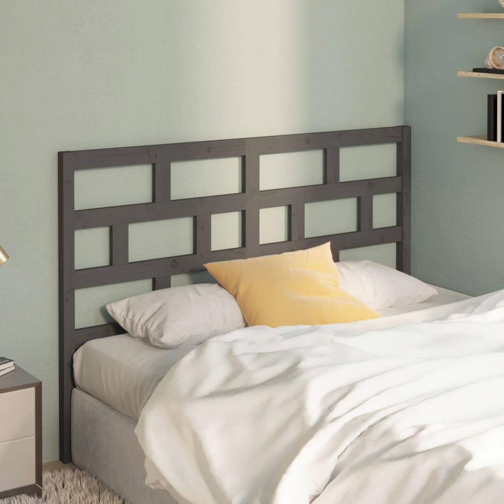 Solid Wood Grey Pine Bed Headboard 156x4x100 cm
