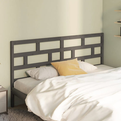 Solid Pine Wood Grey Bed Headboard 186x4x100 cm