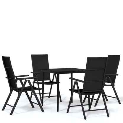 5 Piece Garden Dining Set Black
