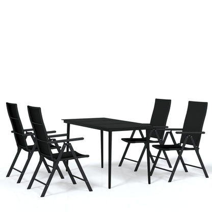 5 Piece Garden Dining Set Black