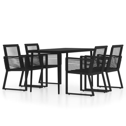 5 Piece Garden Dining Set Black
