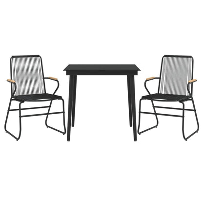 3 Piece Garden Dining Set Black PVC Rattan