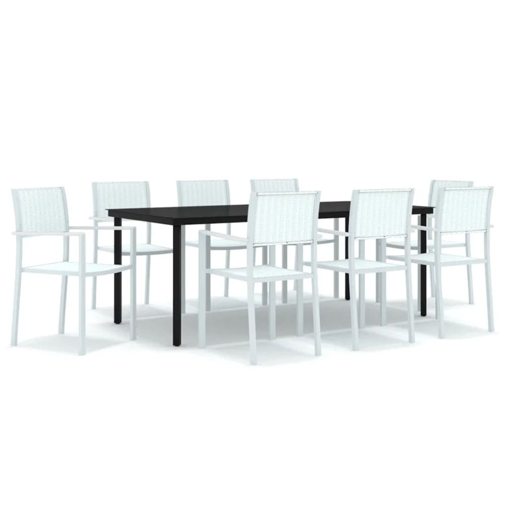 9 Piece Garden Dining Set White