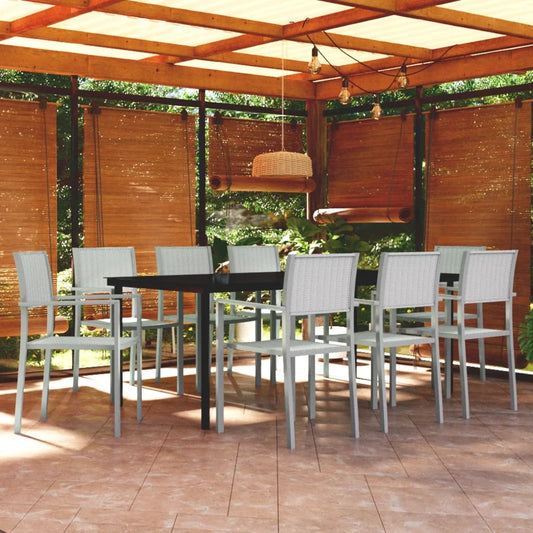9 Piece Garden Dining Set White