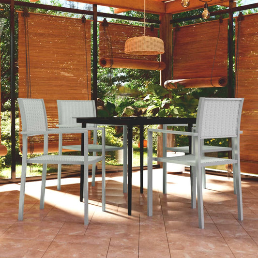 5 Piece Garden Dining Set White