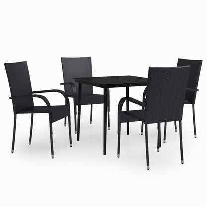 5 Piece Garden Dining Set Black
