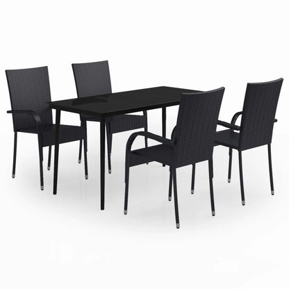 5 Piece Garden Dining Set Black
