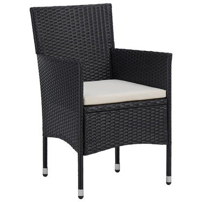 2-Piece Black Poly Rattan Garden Dining Chairs Set