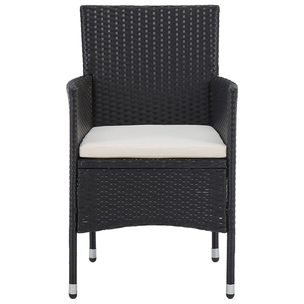 2-Piece Black Poly Rattan Garden Dining Chairs Set