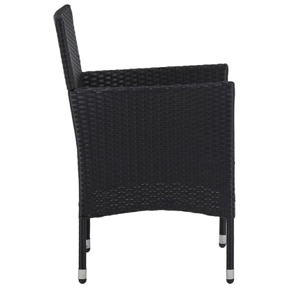 2-Piece Black Poly Rattan Garden Dining Chairs Set