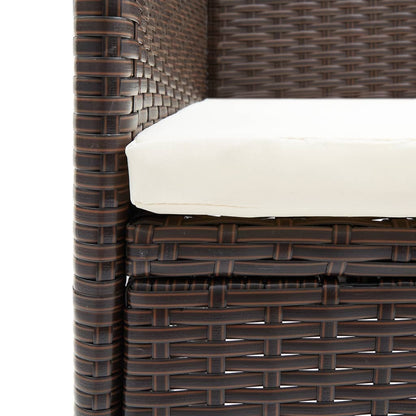 4-Piece Brown Poly Rattan Garden Dining Chair Set