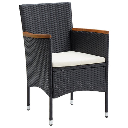 4-Piece Black Poly Rattan Garden Dining Chair Set