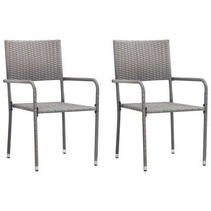 Stackable Grey Poly Rattan Garden Dining Chairs - 2 Pack