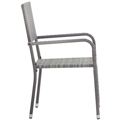 Stackable Grey Poly Rattan Garden Dining Chairs - 2 Pack