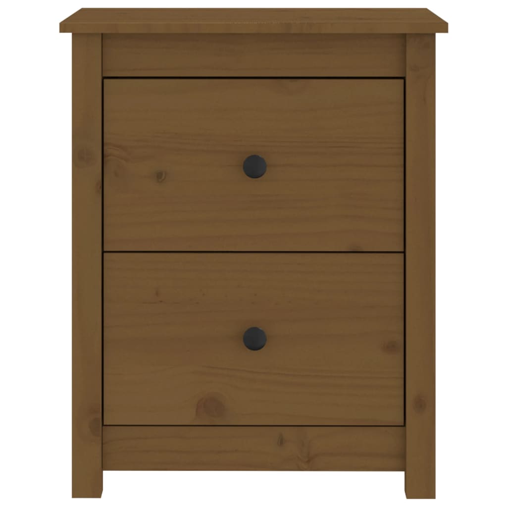 Honey Brown Pine Bedside Cabinet - Solid Wood, 50x35x61.5 cm