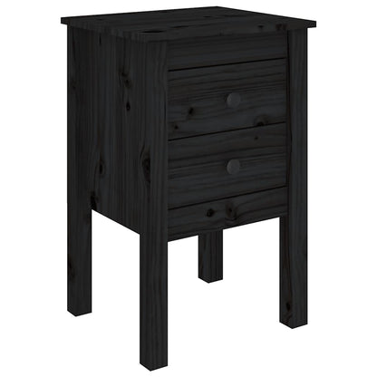 Black Solid Pine Bedside Cabinets - Set of 2, 40x35x61.5 cm