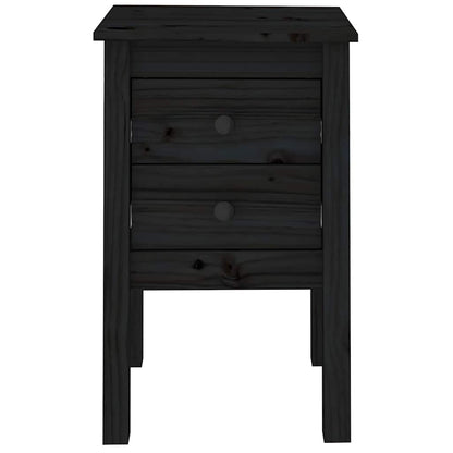 Black Solid Pine Bedside Cabinets - Set of 2, 40x35x61.5 cm