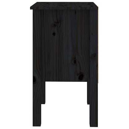 Black Solid Pine Bedside Cabinets - Set of 2, 40x35x61.5 cm