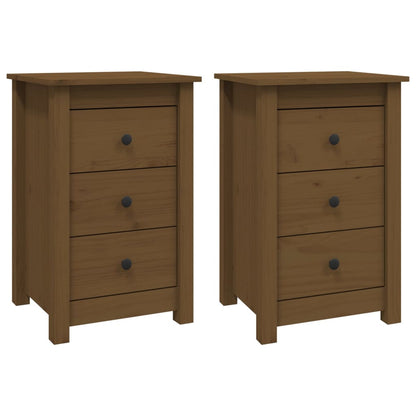 Solid Pine Bedside Cabinets 2pcs, Honey Brown, 40x35x61.5 cm