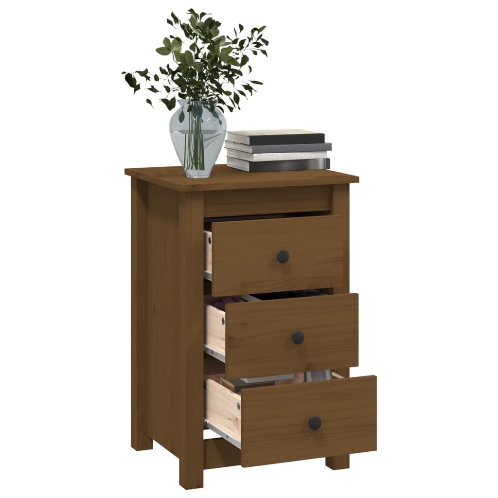 Solid Pine Bedside Cabinets 2pcs, Honey Brown, 40x35x61.5 cm