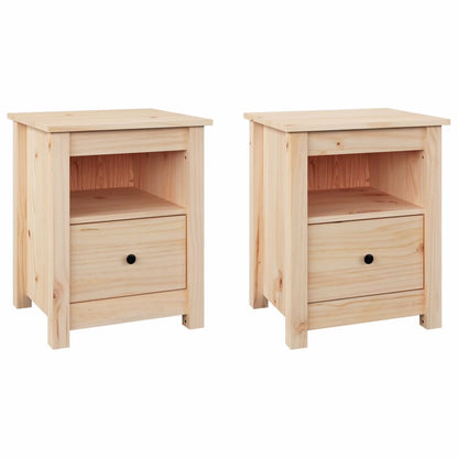 Set of 2 Solid Pine Wood Bedside Cabinets - Compact & Stylish