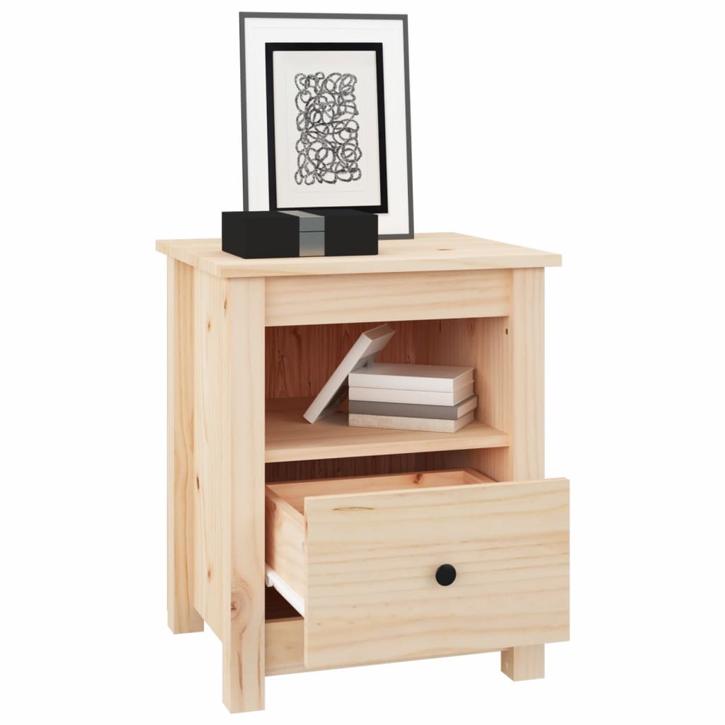 Set of 2 Solid Pine Wood Bedside Cabinets - Compact & Stylish