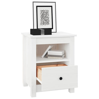 Solid Pine Bedside Cabinet in White - 40x35x49 cm