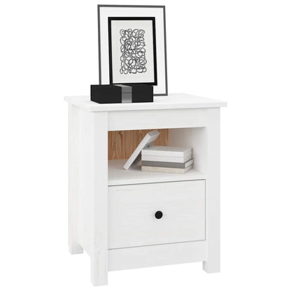 Solid Pine Bedside Cabinet in White - 40x35x49 cm