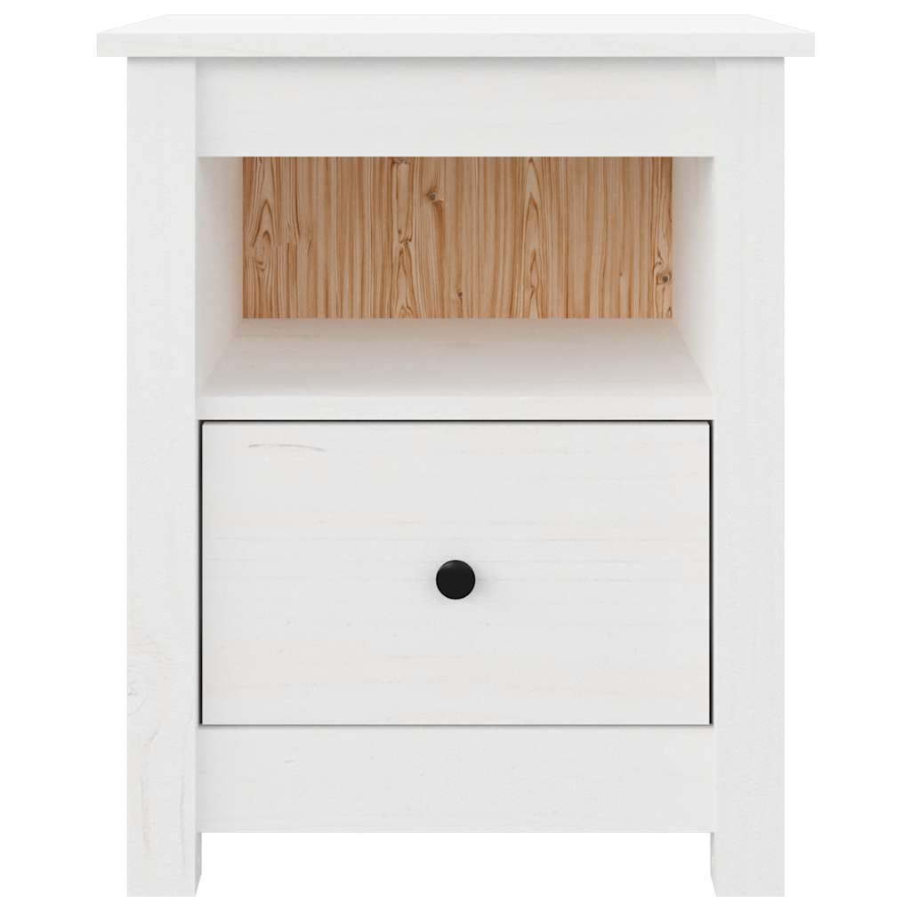 Solid Pine Bedside Cabinet in White - 40x35x49 cm