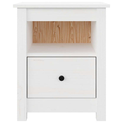 Solid Pine Bedside Cabinet in White - 40x35x49 cm
