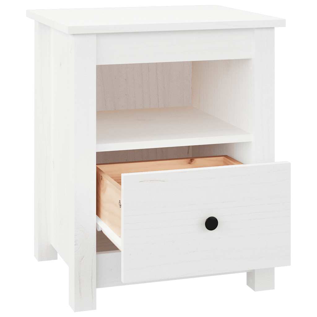 Solid Pine Bedside Cabinet in White - 40x35x49 cm