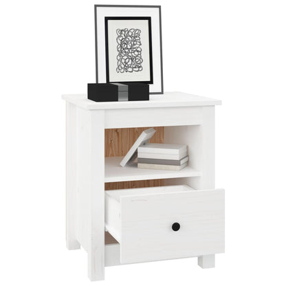 Solid Pine Bedside Cabinets - White, Set of 2 (40x35x49 cm)