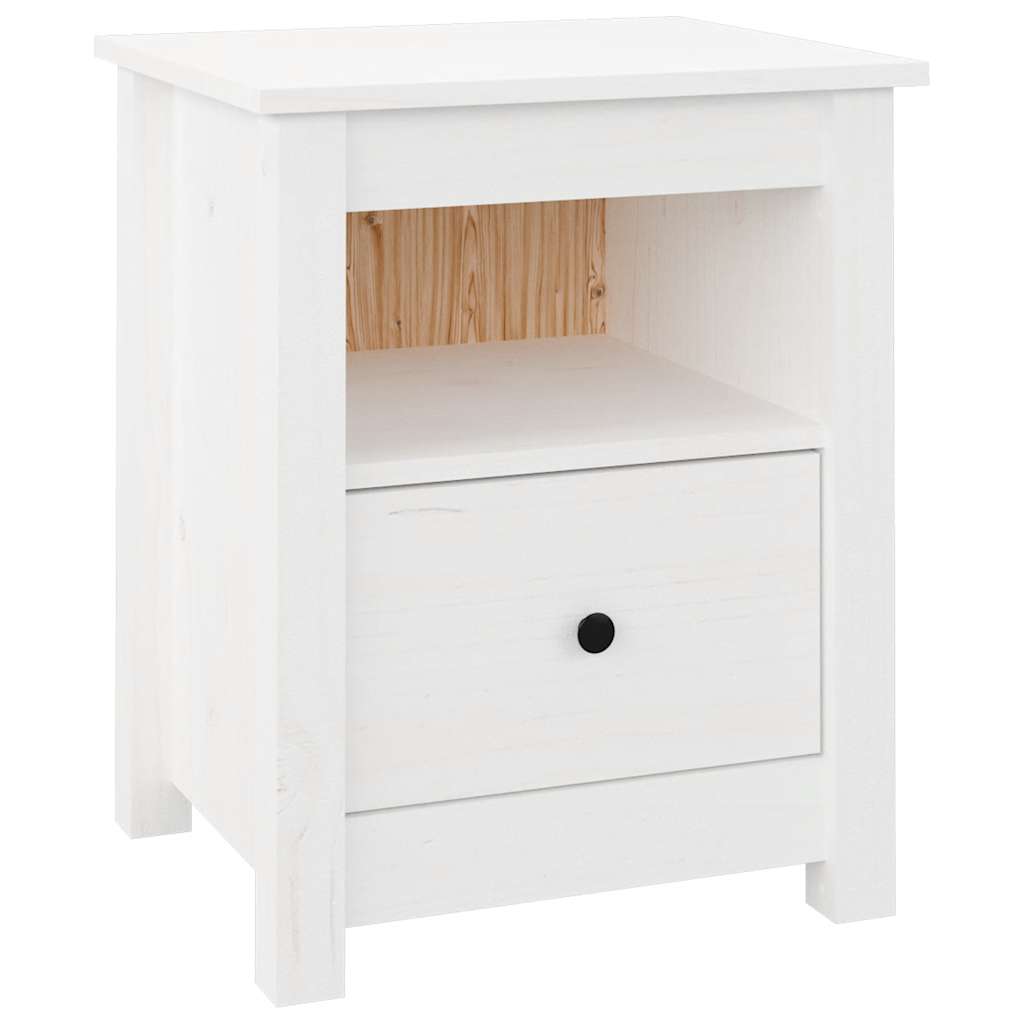 Solid Pine Bedside Cabinets - White, Set of 2 (40x35x49 cm)
