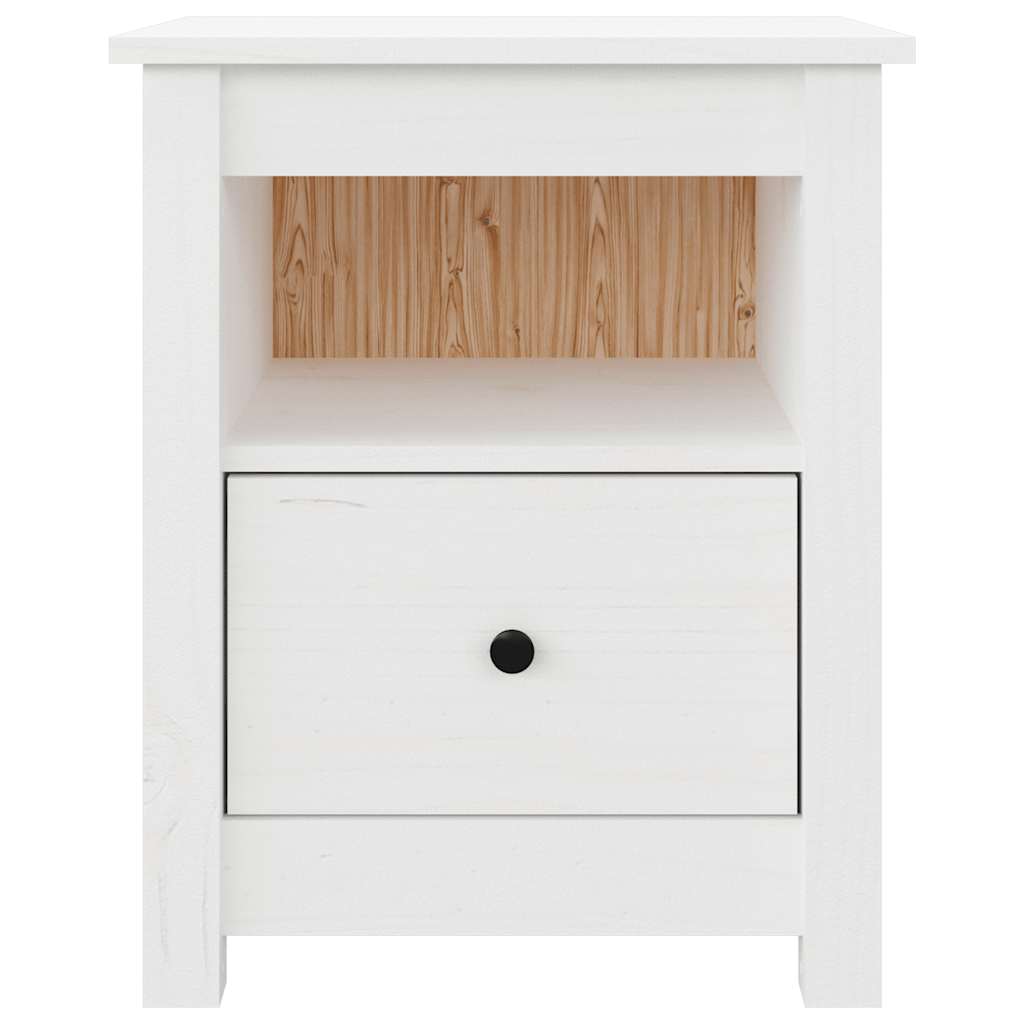 Solid Pine Bedside Cabinets - White, Set of 2 (40x35x49 cm)