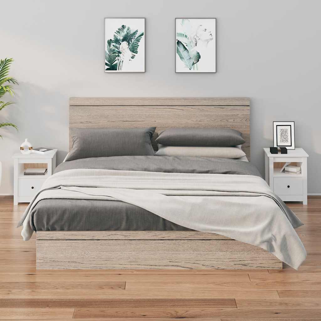 Solid Pine Bedside Cabinets - White, Set of 2 (40x35x49 cm)