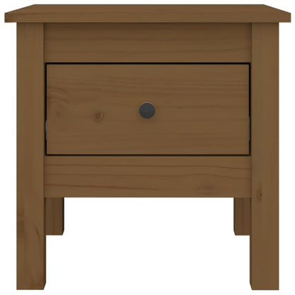Honey Brown Pine Wood Side Tables, Set of 2, 40x40x39 cm