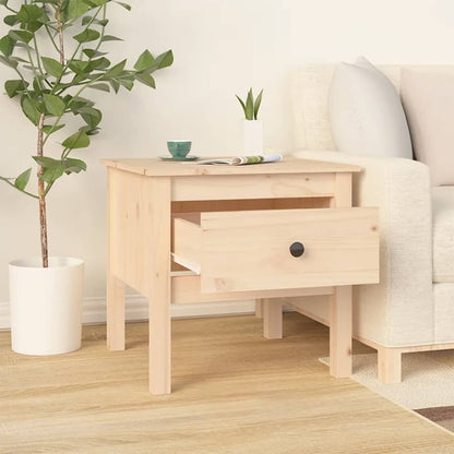 Solid Pine Wood Side Table - 50x50x49 cm, Natural Finish