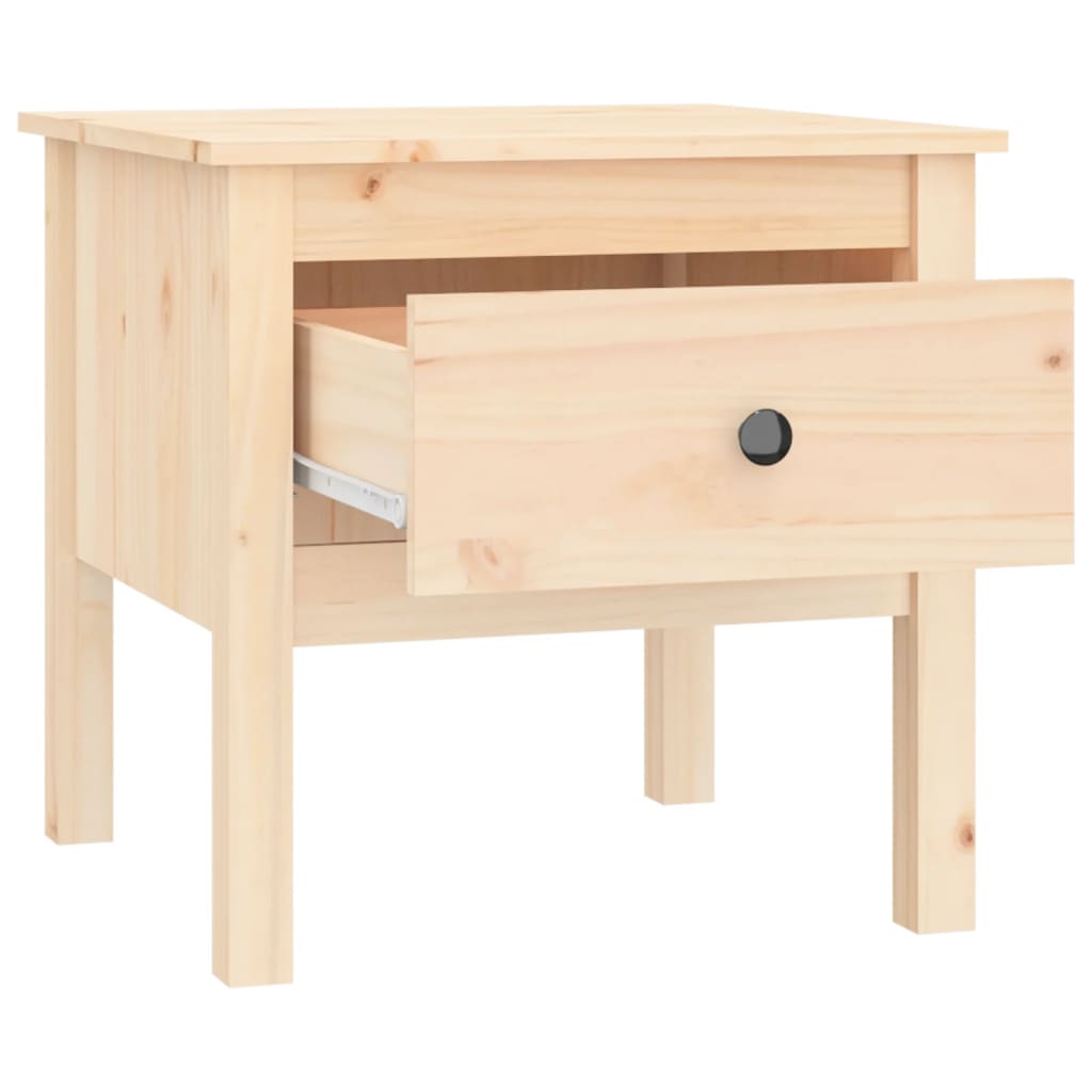 Solid Pine Wood Side Table - 50x50x49 cm, Natural Finish