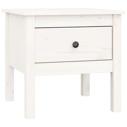 Solid Pine Wood Side Table - White, 50x50x49 cm