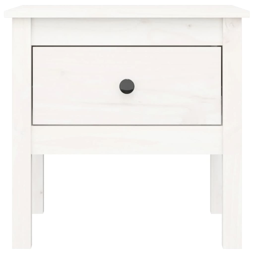 Solid Pine Wood Side Table - White, 50x50x49 cm